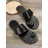 imageOYOANGLE Womens Toe Ring Open Toe Flat Sandals Strappy Solid Non Slip Outdoor Beach Slides SlippersBlack