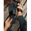 imageOYOANGLE Womens Toe Ring Open Toe Flat Sandals Strappy Solid Non Slip Outdoor Beach Slides SlippersBlack