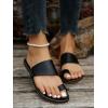 imageOYOANGLE Womens Toe Ring Open Toe Flat Sandals Strappy Solid Non Slip Outdoor Beach Slides SlippersBlack