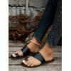 imageOYOANGLE Womens Toe Ring Open Toe Flat Sandals Strappy Solid Non Slip Outdoor Beach Slides SlippersBlack