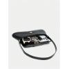 imageOYOANGLE Womens Vintage Leather Flap Shoulder Bags Buckled Decor Clutch Purse Handbags Elegant Underarm BagBlack
