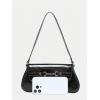 imageOYOANGLE Womens Vintage Leather Flap Shoulder Bags Buckled Decor Clutch Purse Handbags Elegant Underarm BagBlack