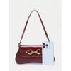 imageOYOANGLE Womens Vintage Leather Flap Shoulder Bags Buckled Decor Clutch Purse Handbags Elegant Underarm BagBurgundy