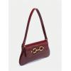 imageOYOANGLE Womens Vintage Leather Flap Shoulder Bags Buckled Decor Clutch Purse Handbags Elegant Underarm BagBurgundy