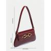 imageOYOANGLE Womens Vintage Leather Flap Shoulder Bags Buckled Decor Clutch Purse Handbags Elegant Underarm BagBurgundy