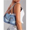 imageOYOANGLE Womens Y2K Color Block Hobo Shoulder Bags Top Handle Small Clutch Totes Denim Canvas Shoulder Crossbody BagsBlue