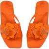 imageOYOANGLE Womens Boho Floral Decor Square Open Toe Braided Thong Sandals Square Open Toe Slide SandalsOrange