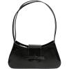 imageOYOANGLE Womens Bow Decor Zipper Top Handle Handbags Lightweight Solid Casual Shoulder Bags Clutch PurseBlack