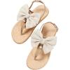 imageOYOANGLE Womens Bow Pearl Decor Open Toe Flip Flop Sandals Slingback Flat Summer Vacation Thong SandalsKhaki