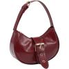 imageOYOANGLE Womens Buckled Leather Shoulder Bags Vintage Zipper Clutch Handbags Small Hobo Bag with Adjustable StrapBurgundy