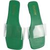 imageOYOANGLE Womens Clear Square Open Toe Sandals Pu Leather Flat Slide On Sandals Transparent Outdoor SlippersGreen