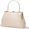 imageOYOANGLE Womens Kiss Lock Top Handle Solid Evening Bag Chain Shoulder Strap Glamorous Clutch PursesApricot