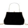 imageOYOANGLE Womens Kiss Lock Top Handle Solid Evening Bag Chain Shoulder Strap Glamorous Clutch PursesBlack