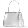 imageOYOANGLE Womens Kiss Lock Top Handle Solid Evening Bag Chain Shoulder Strap Glamorous Clutch PursesSilver