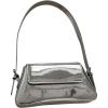 imageOYOANGLE Womens Metallic Flap Shoulder Bags Adjustable Strap Y2K Tote Handbags Evening Purses Crossbody BagSilver