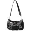 imageOYOANGLE Womens PU Leather Shoulder Bags Y2K Chain Decor Zipper Top Handle Handbags Small Underarm BagsBlack