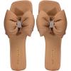 imageOYOANGLE Womens Rhinestone Sparkly Bow Slide Sandals Square Open Toe Slip on Flat Sandal Dressy ShoesApricot