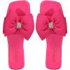 imageOYOANGLE Womens Rhinestone Sparkly Bow Slide Sandals Square Open Toe Slip on Flat Sandal Dressy ShoesHot Pink