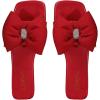 imageOYOANGLE Womens Rhinestone Sparkly Bow Slide Sandals Square Open Toe Slip on Flat Sandal Dressy ShoesRed