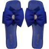 imageOYOANGLE Womens Rhinestone Sparkly Bow Slide Sandals Square Open Toe Slip on Flat Sandal Dressy ShoesRoyal Blue