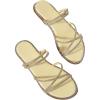 imageOYOANGLE Womens Rhinestone Strappy Open Toe Slide Sandals Slip on Casual Flat SandalsYellow