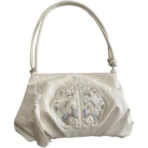 imageOYOANGLE Womens Floral Embroidered Shoulder Bags Fringe Small Underarm Purse Handbags Elegant Crossbody BagWhite