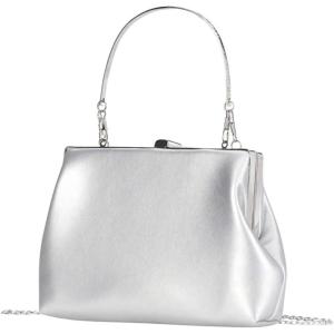 imageOYOANGLE Womens Kiss Lock Top Handle Solid Evening Bag Chain Shoulder Strap Glamorous Clutch PursesSilver