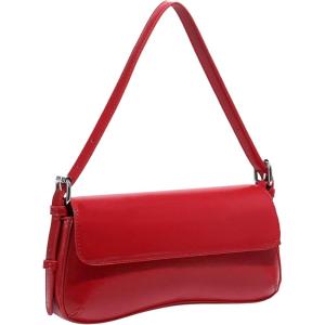 imageOYOANGLE Womens Pu Leather Flap Vintage Underarm Bags Top Handle Clutch Handbags Casual Mini Shoulder BagsRed