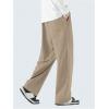 imageOYOANGLE Mens Drawstring Elastic Waist Baggy Sweatpants Y2K Loose Wide Leg Long Pants with PocketApricot