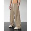 imageOYOANGLE Mens Drawstring Elastic Waist Baggy Sweatpants Y2K Loose Wide Leg Long Pants with PocketApricot