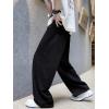 imageOYOANGLE Mens Drawstring Elastic Waist Baggy Sweatpants Y2K Loose Wide Leg Long Pants with PocketBlack