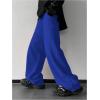imageOYOANGLE Mens Drawstring Elastic Waist Baggy Sweatpants Y2K Loose Wide Leg Long Pants with PocketBlue Royal