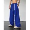 imageOYOANGLE Mens Drawstring Elastic Waist Baggy Sweatpants Y2K Loose Wide Leg Long Pants with PocketBlue Royal
