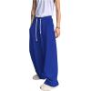 imageOYOANGLE Mens Drawstring Elastic Waist Baggy Sweatpants Y2K Loose Wide Leg Long Pants with PocketBlue Royal