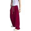 imageOYOANGLE Mens Drawstring Elastic Waist Baggy Sweatpants Y2K Loose Wide Leg Long Pants with PocketBurgundy