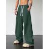imageOYOANGLE Mens Drawstring Elastic Waist Baggy Sweatpants Y2K Loose Wide Leg Long Pants with PocketDark Green