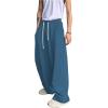 imageOYOANGLE Mens Drawstring Elastic Waist Baggy Sweatpants Y2K Loose Wide Leg Long Pants with PocketDusty Blue