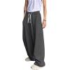 imageOYOANGLE Mens Drawstring Elastic Waist Baggy Sweatpants Y2K Loose Wide Leg Long Pants with PocketGrey