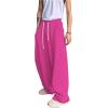 imageOYOANGLE Mens Drawstring Elastic Waist Baggy Sweatpants Y2K Loose Wide Leg Long Pants with PocketHot Pink