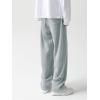 imageOYOANGLE Mens Drawstring Elastic Waist Baggy Sweatpants Y2K Loose Wide Leg Long Pants with PocketLight Grey