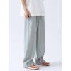 imageOYOANGLE Mens Drawstring Elastic Waist Baggy Sweatpants Y2K Loose Wide Leg Long Pants with PocketLight Grey