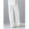 imageOYOANGLE Mens Drawstring Elastic Waist Baggy Sweatpants Y2K Loose Wide Leg Long Pants with PocketLight White