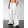 imageOYOANGLE Mens Drawstring Elastic Waist Baggy Sweatpants Y2K Loose Wide Leg Long Pants with PocketLight White
