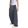 imageOYOANGLE Mens Drawstring Elastic Waist Baggy Sweatpants Y2K Loose Wide Leg Long Pants with PocketMedium Grey