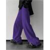 imageOYOANGLE Mens Drawstring Elastic Waist Baggy Sweatpants Y2K Loose Wide Leg Long Pants with PocketPurple