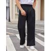 imageOYOANGLE Mens Pleated High Waist Wide Leg Pants Loose Fit Casual Pants with PocketBlack