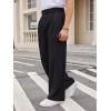 imageOYOANGLE Mens Pleated High Waist Wide Leg Pants Loose Fit Casual Pants with PocketBlack