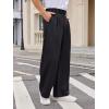 imageOYOANGLE Mens Pleated High Waist Wide Leg Pants Loose Fit Casual Pants with PocketBlack