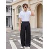 imageOYOANGLE Mens Pleated High Waist Wide Leg Pants Loose Fit Casual Pants with PocketBlack