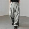 imageOYOANGLE Mens Pleated High Waist Wide Leg Pants Loose Fit Casual Pants with PocketGrey